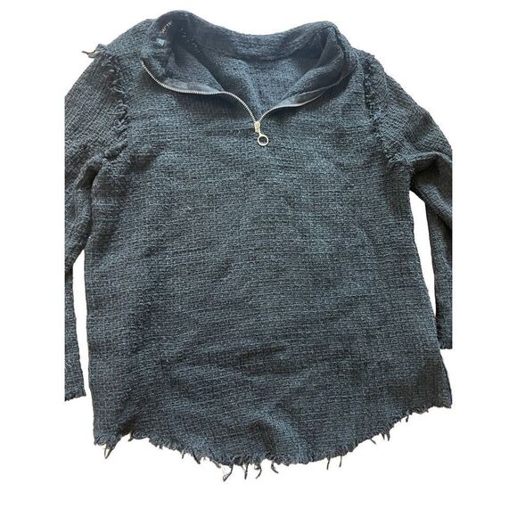 ZARA Basics Black High Neck Long Bell Sleeve with Raw Hems & Top Stud Detail swe - Picture 11 of 11